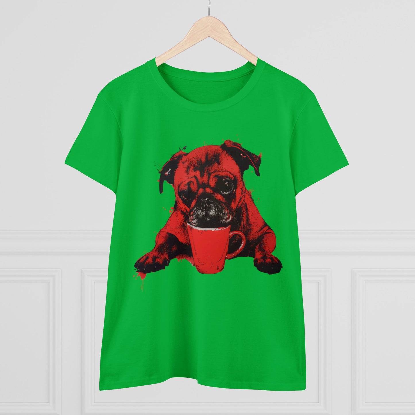 Dog Likes Coffee - Women's Midweight Cotton Tee