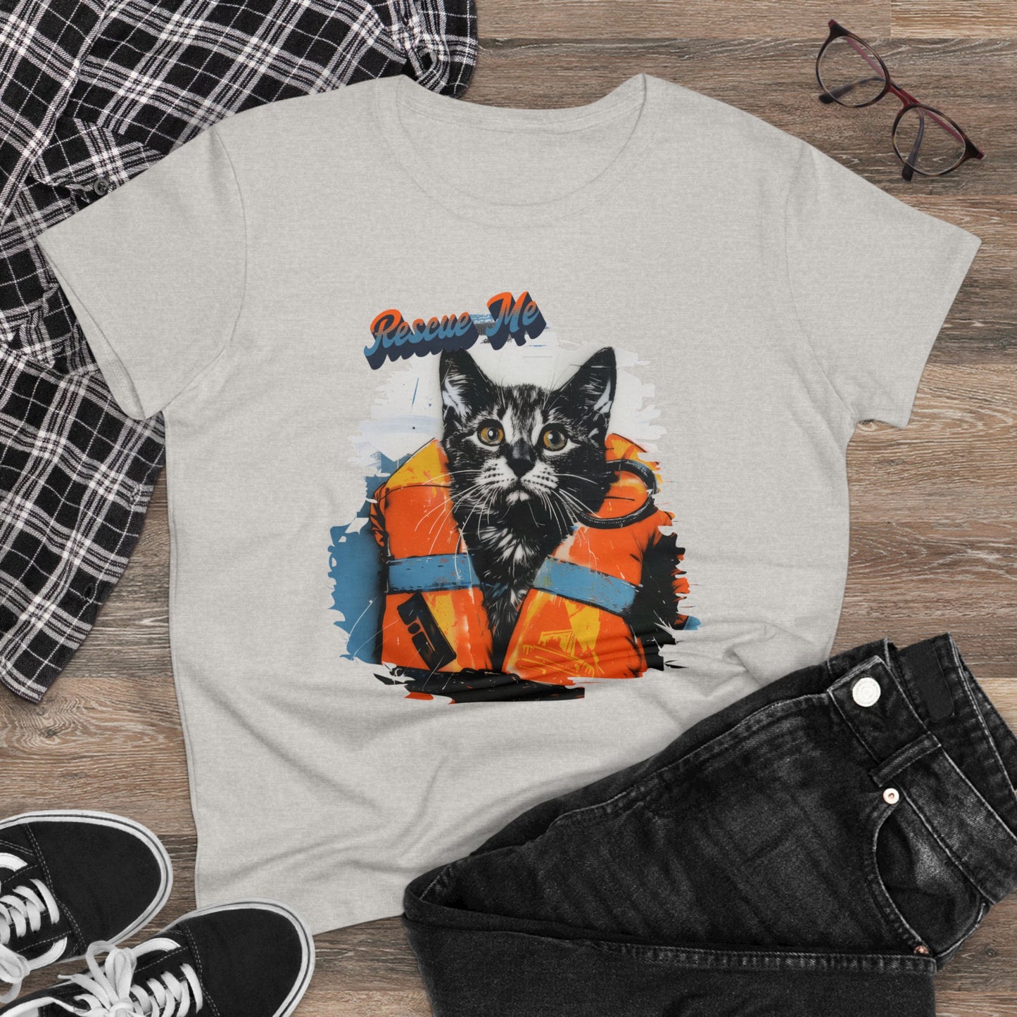 Rescue Cat - Women's Midweight Cotton Tee