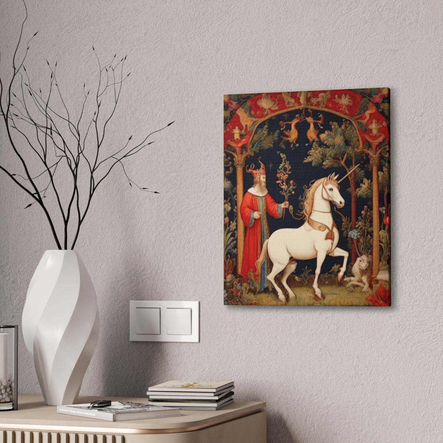 Wizard and the Unicorn Tapestry - Canvas Stretched, 0.75"