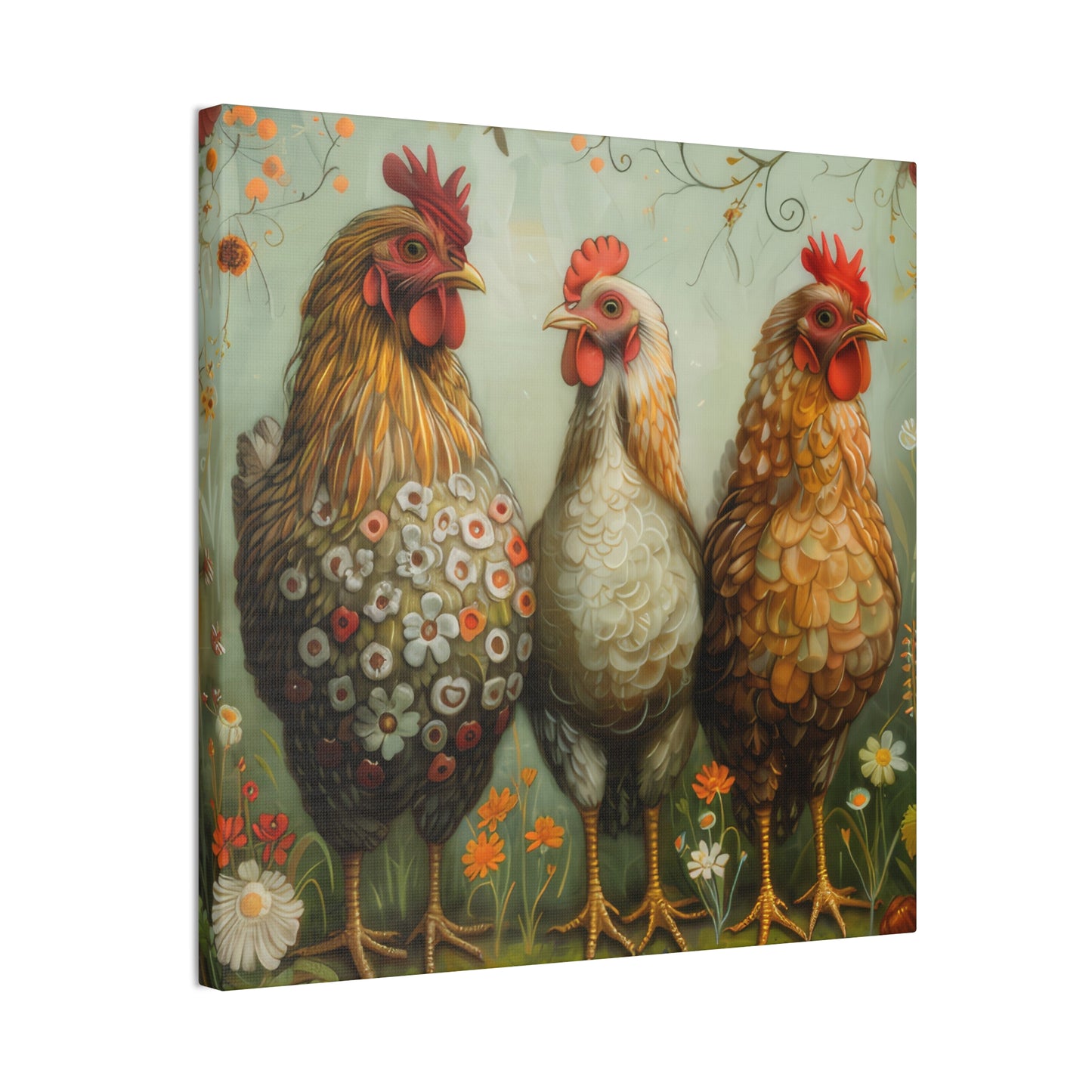 Chickens - Canvas Stretched, 0.75" - Canvas Stretched, 0.75"