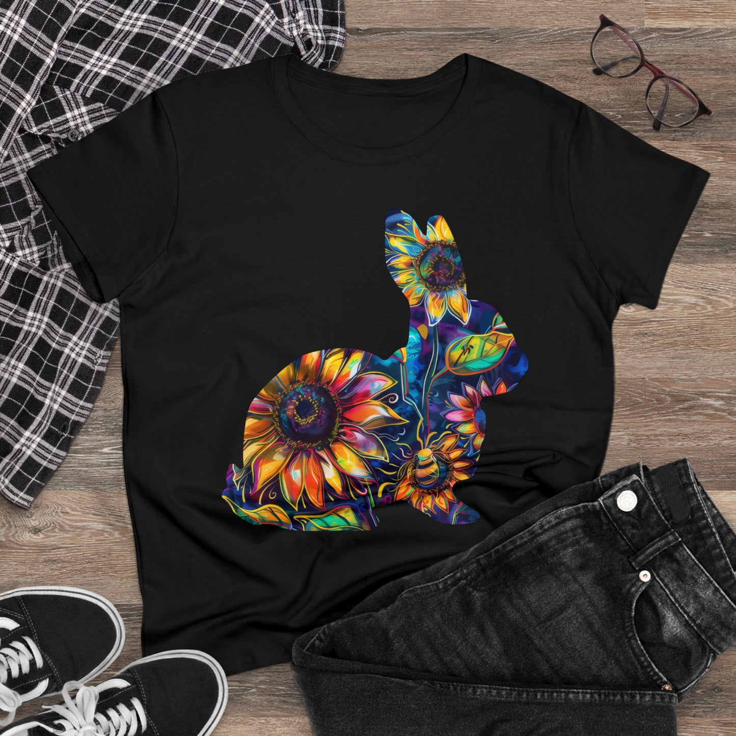 Flower Bunny - Women's Midweight Cotton Tee