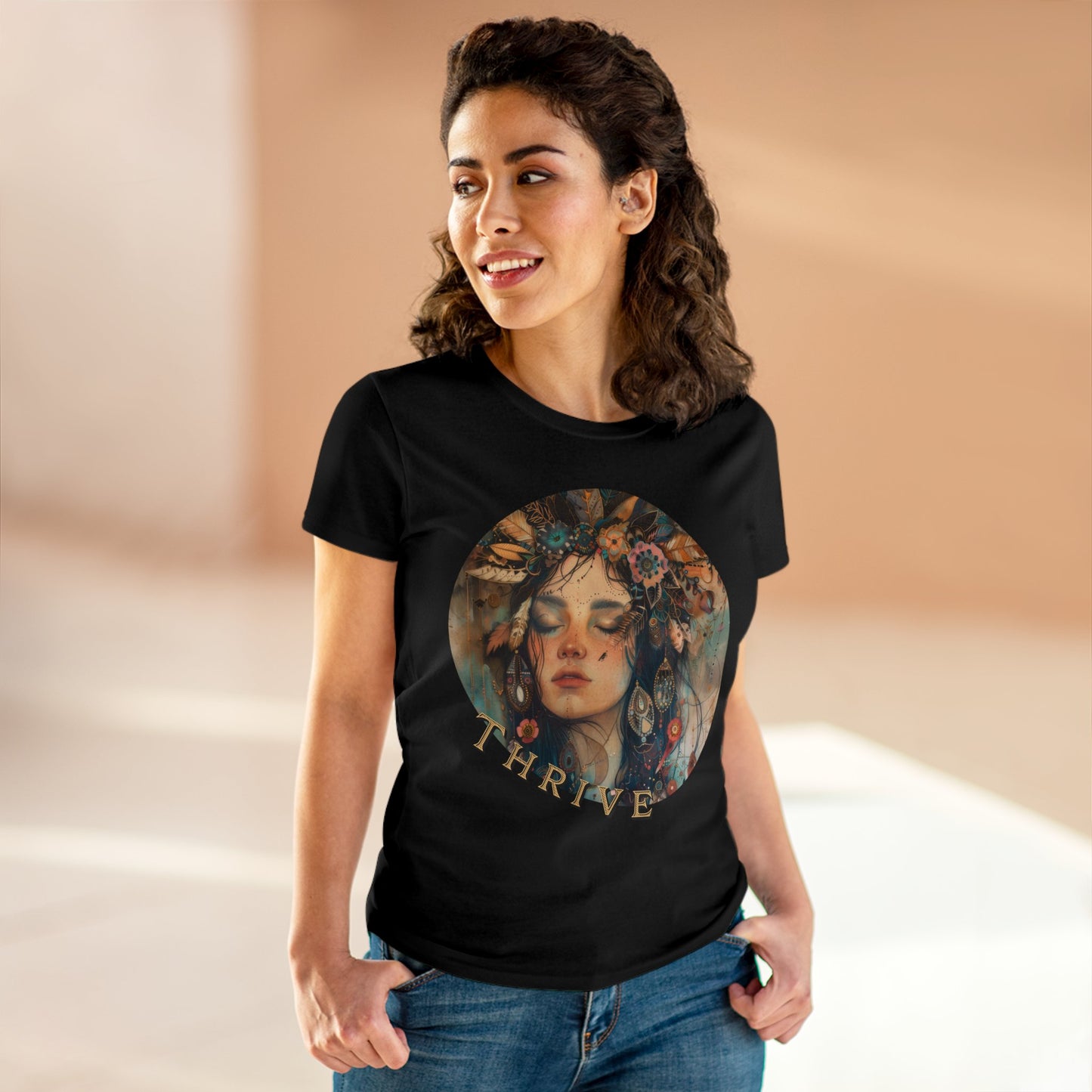 Flower Girl Thrives - Flowers - Women's Midweight Cotton Tee