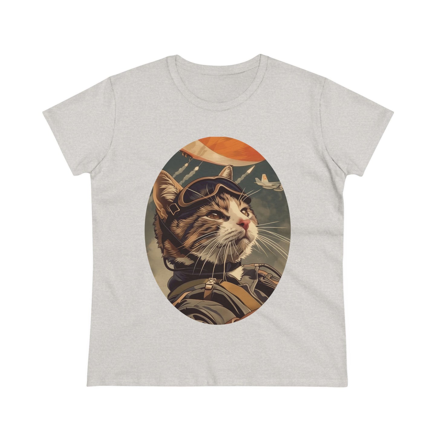 Kitty Fighter Pilot - Women's Midweight Cotton Tee