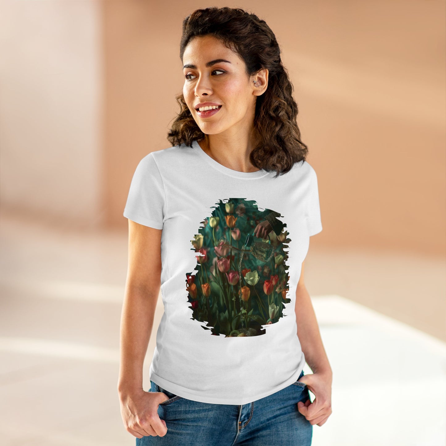 Watering Tulips - Women's Midweight Cotton Tee