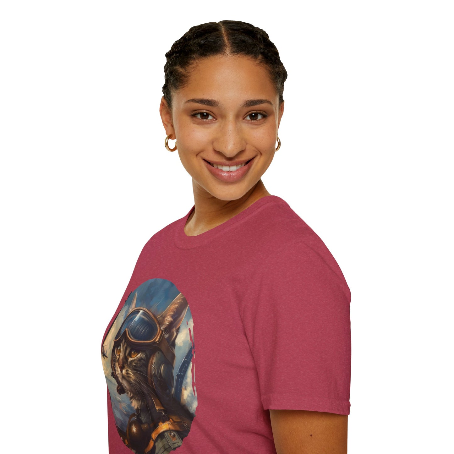 Cat Fighter Pilot - Unisex Softstyle T-Shirt