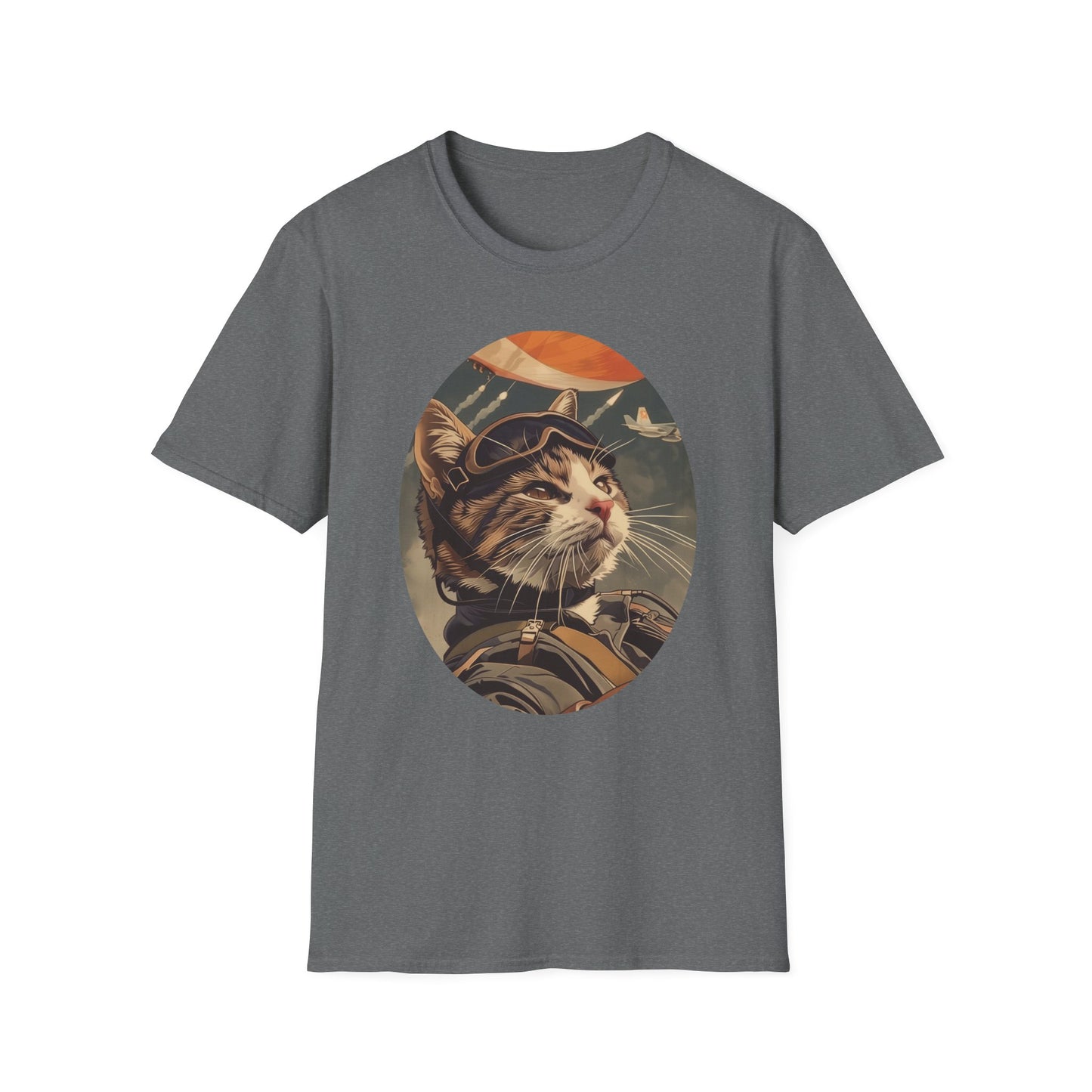 Cat Fighter Pilot - Unisex Softstyle T-Shirt