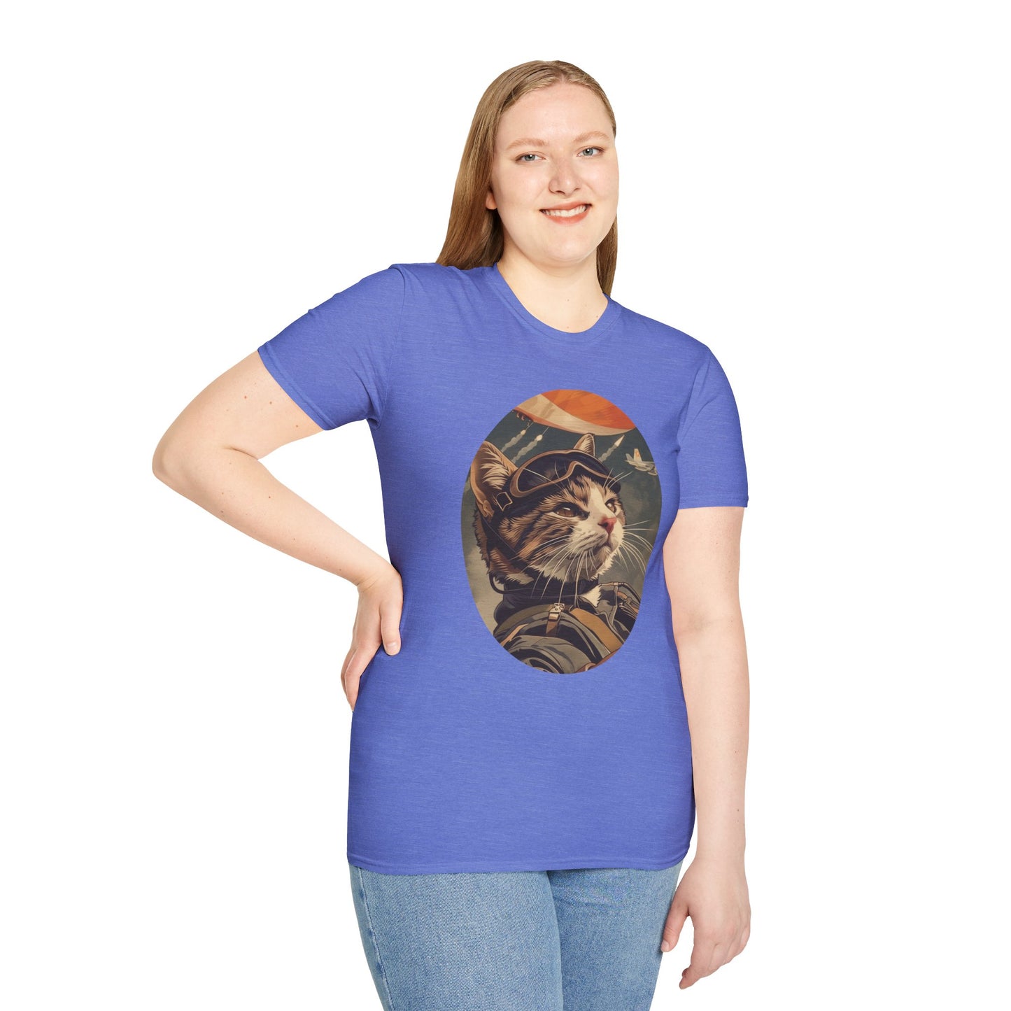 Cat Fighter Pilot - Unisex Softstyle T-Shirt