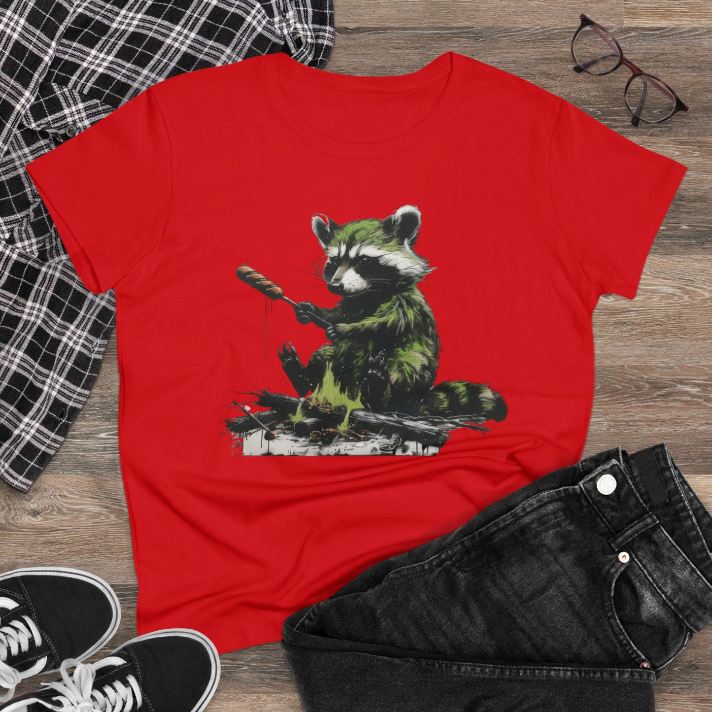 Raccoon Cookout - Women's Midweight Cotton Tee