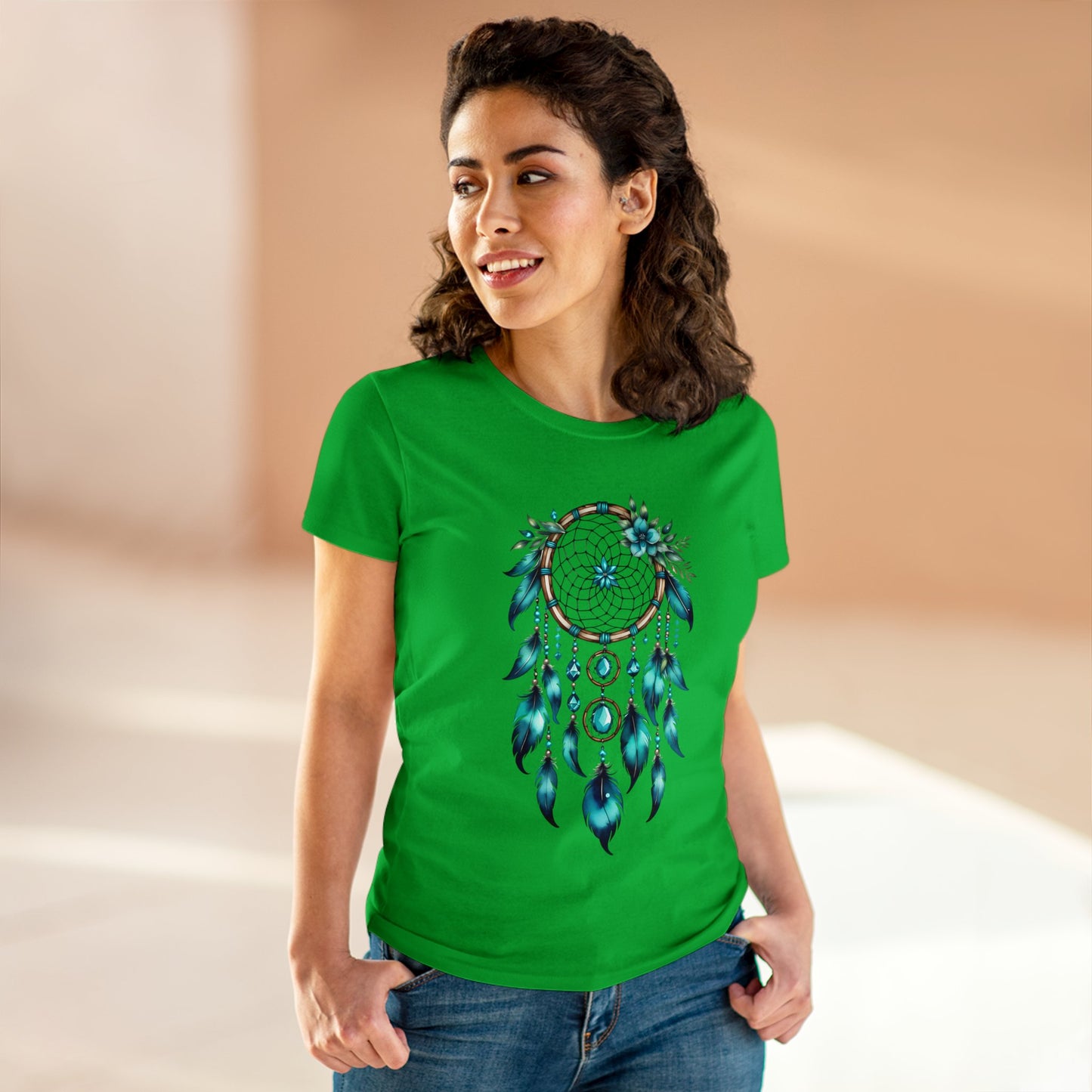 Turquoise Dream Catcher - Sagittarius - Astrology - Women's Midweight Cotton Tee