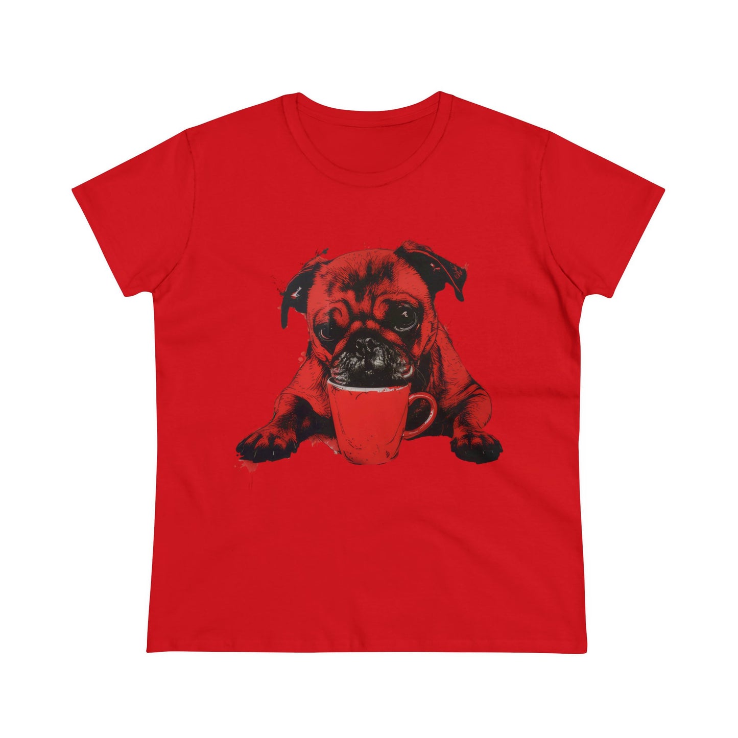 Dog Likes Coffee - Women's Midweight Cotton Tee