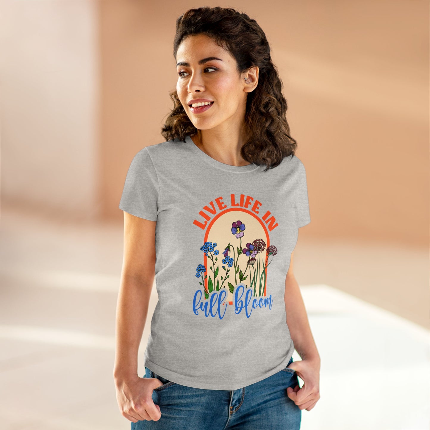 Live Life in Full Bloom - Gardening - Women's Midweight Cotton Tee