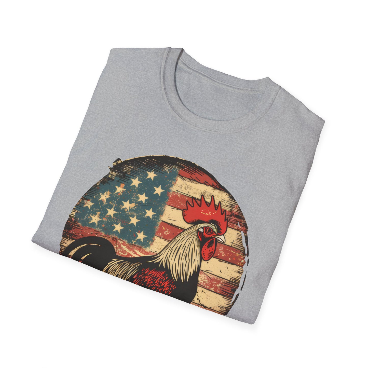 Rooster and Flag - Unisex Softstyle T-Shirt