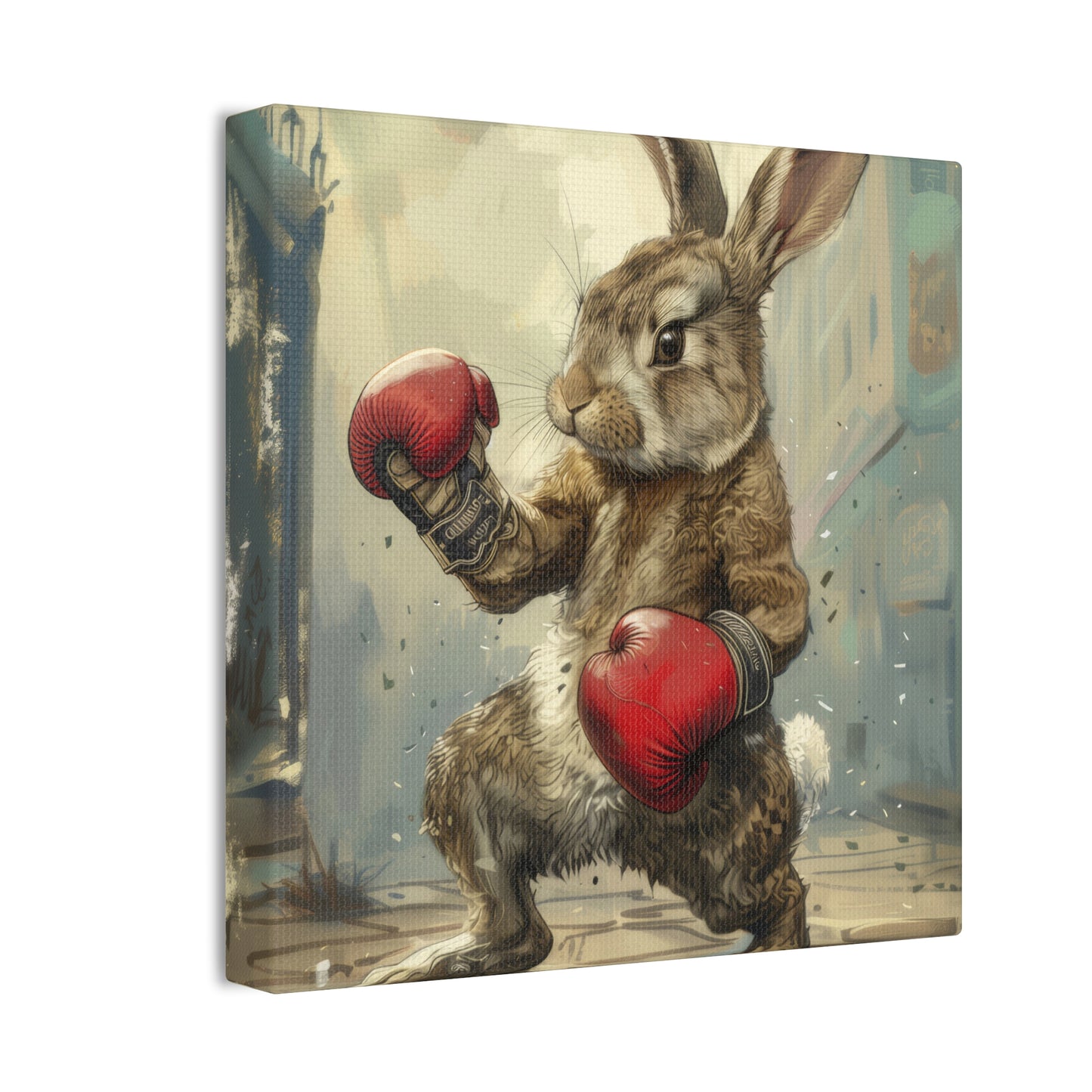 Bunny Pugilist - Canvas Stretched, 0.75"