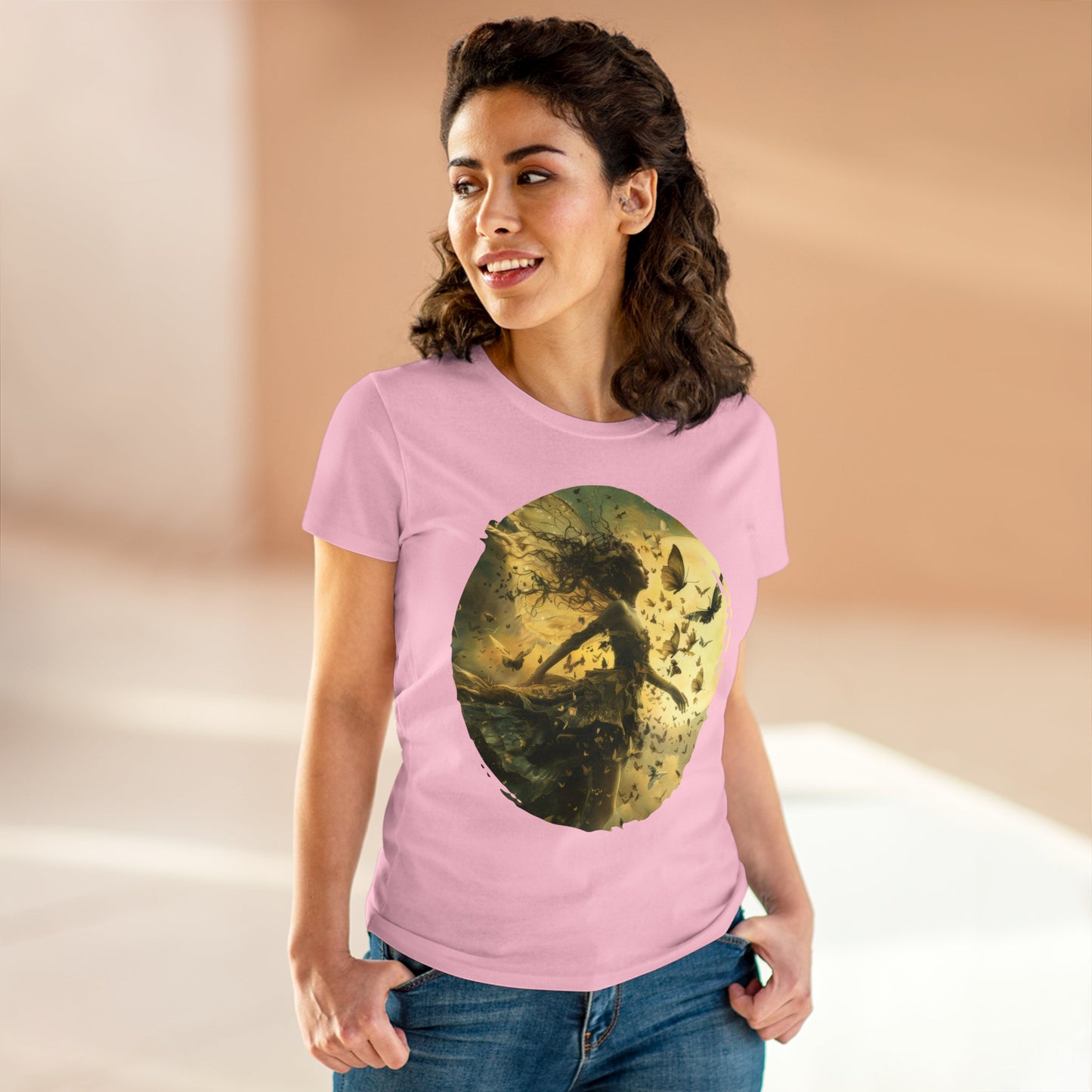 Fairy and Butterflies - Fantasy - Women's Midweight Cotton Tee