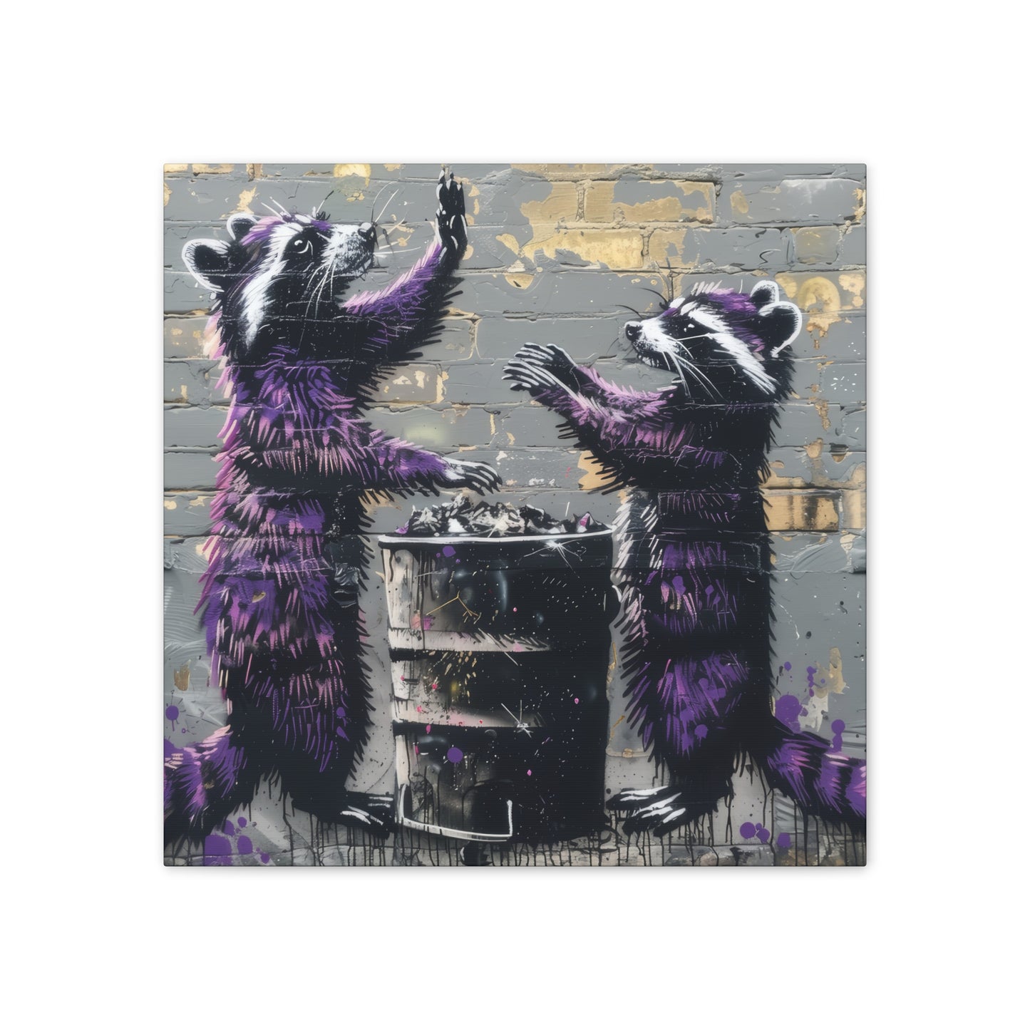 Thankful Raccoons - Canvas Stretched, 0.75"