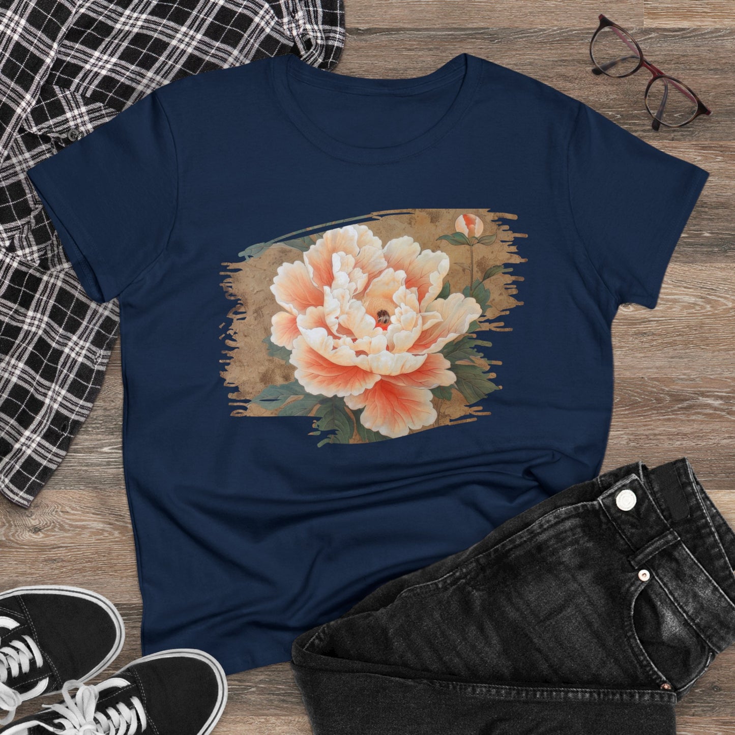 Peony - Flower - Women's Midweight Cotton Tee