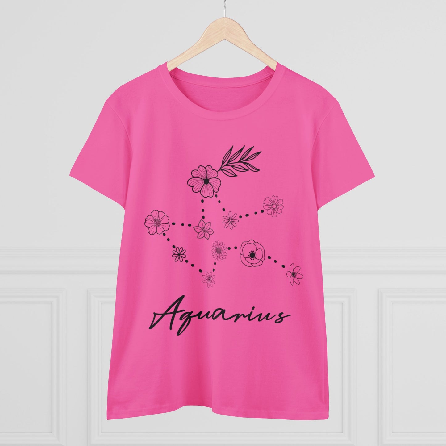 Flower Constellation - Aquarius - Astrology - Women's Midweight Cotton Tee