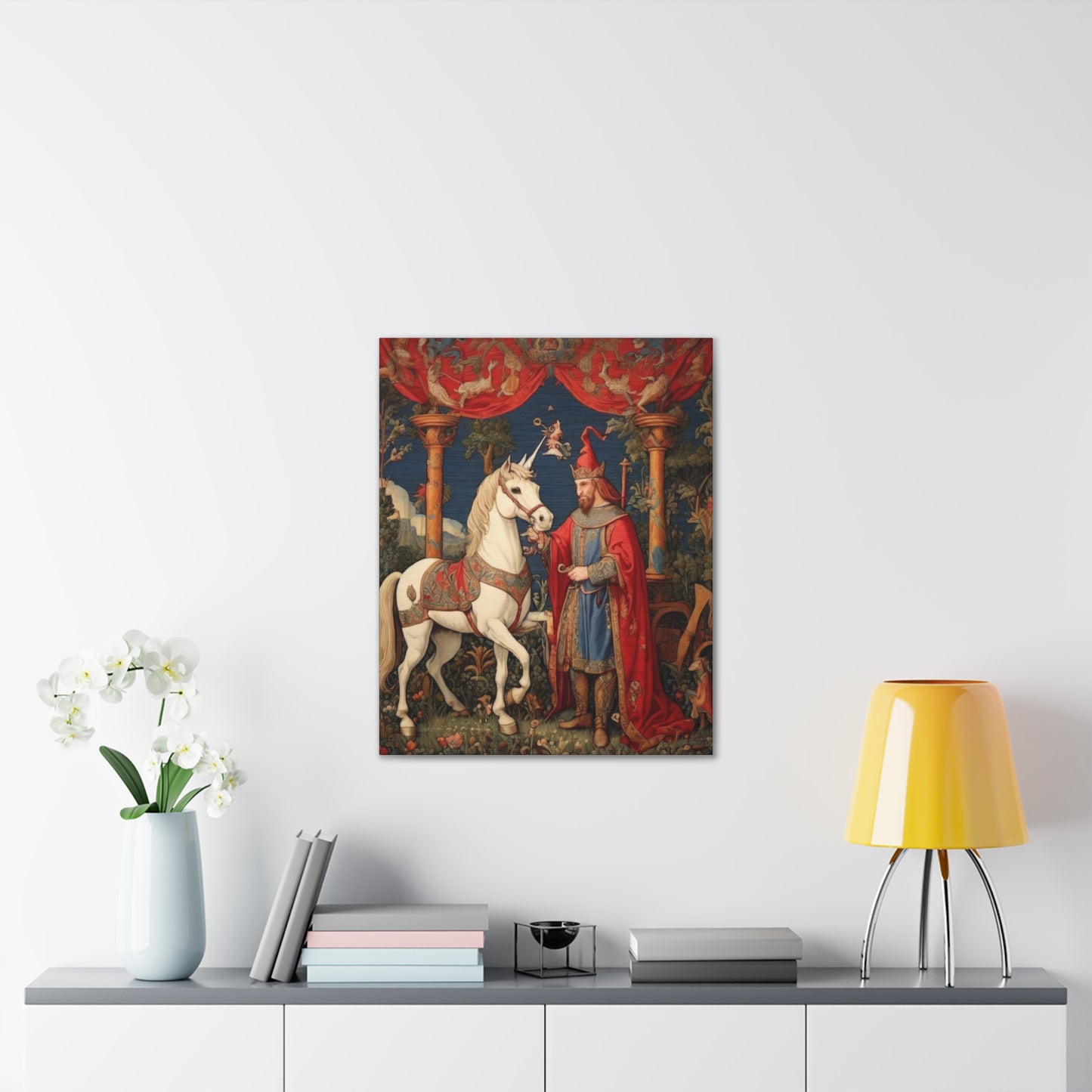 Mage and the Unicorn Tapestry - Canvas Stretched, 0.75"