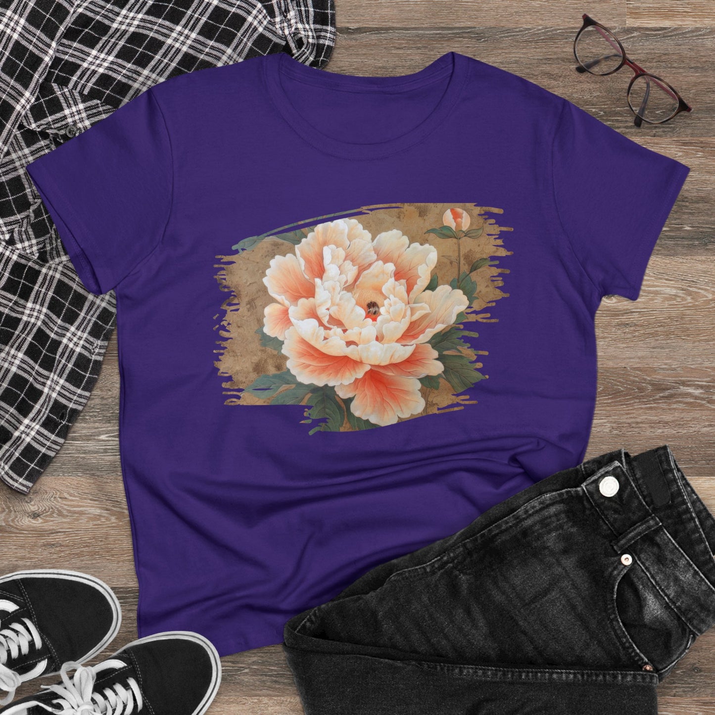 Peony - Flower - Women's Midweight Cotton Tee