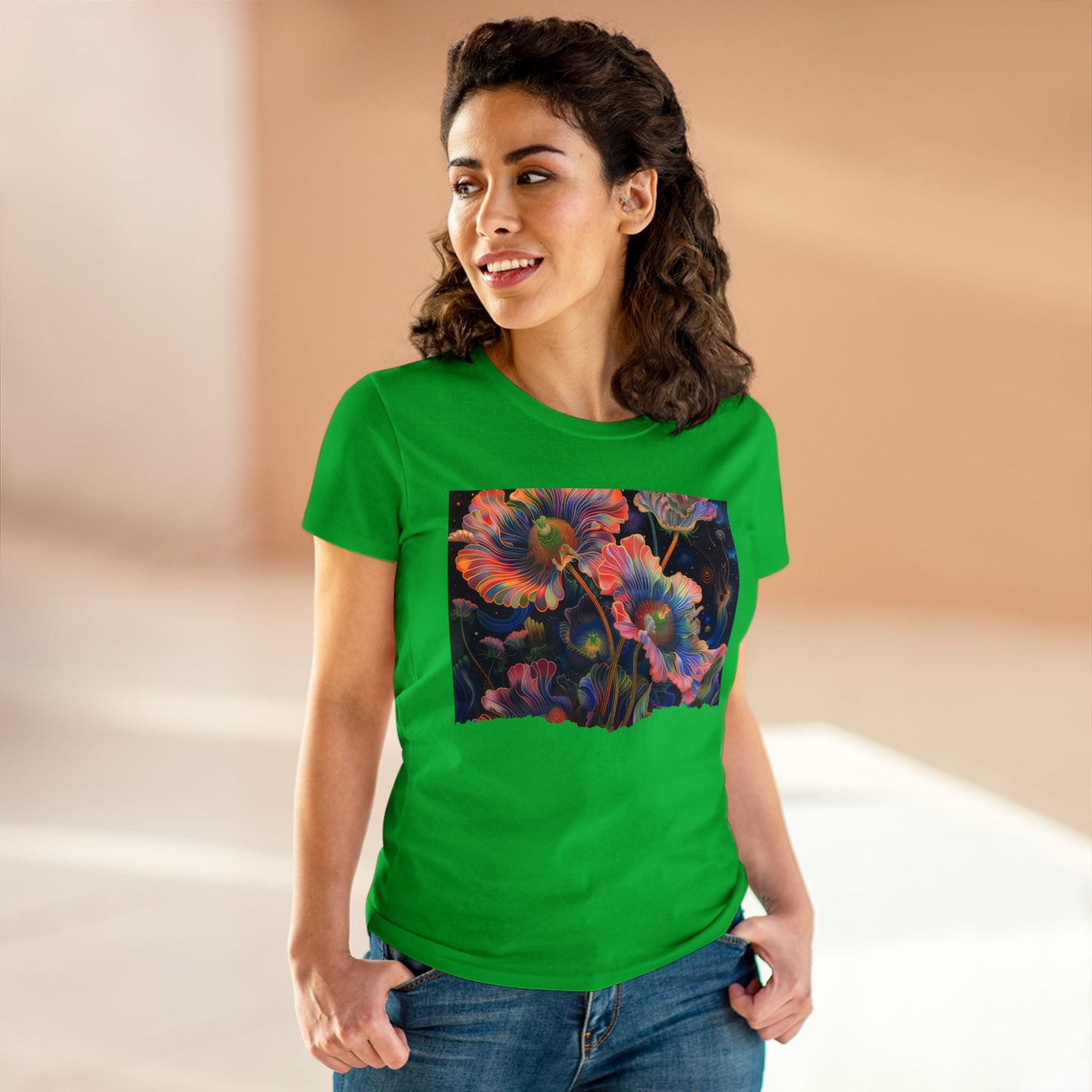 Pastel Flowers - Women's Midweight Cotton Tee