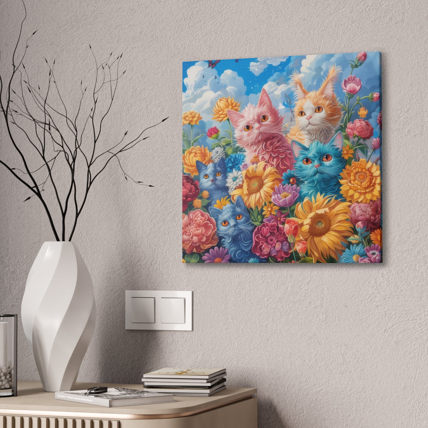 Cats and Flowers - Canvas Stretched, 0.75"