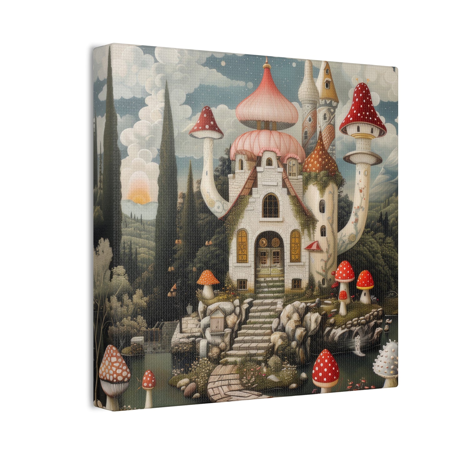 Mushroom House - Canvas Stretched, 0.75"