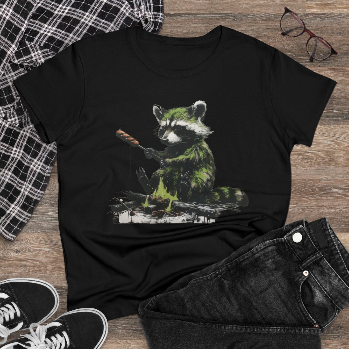 Raccoon Cookout - Women's Midweight Cotton Tee