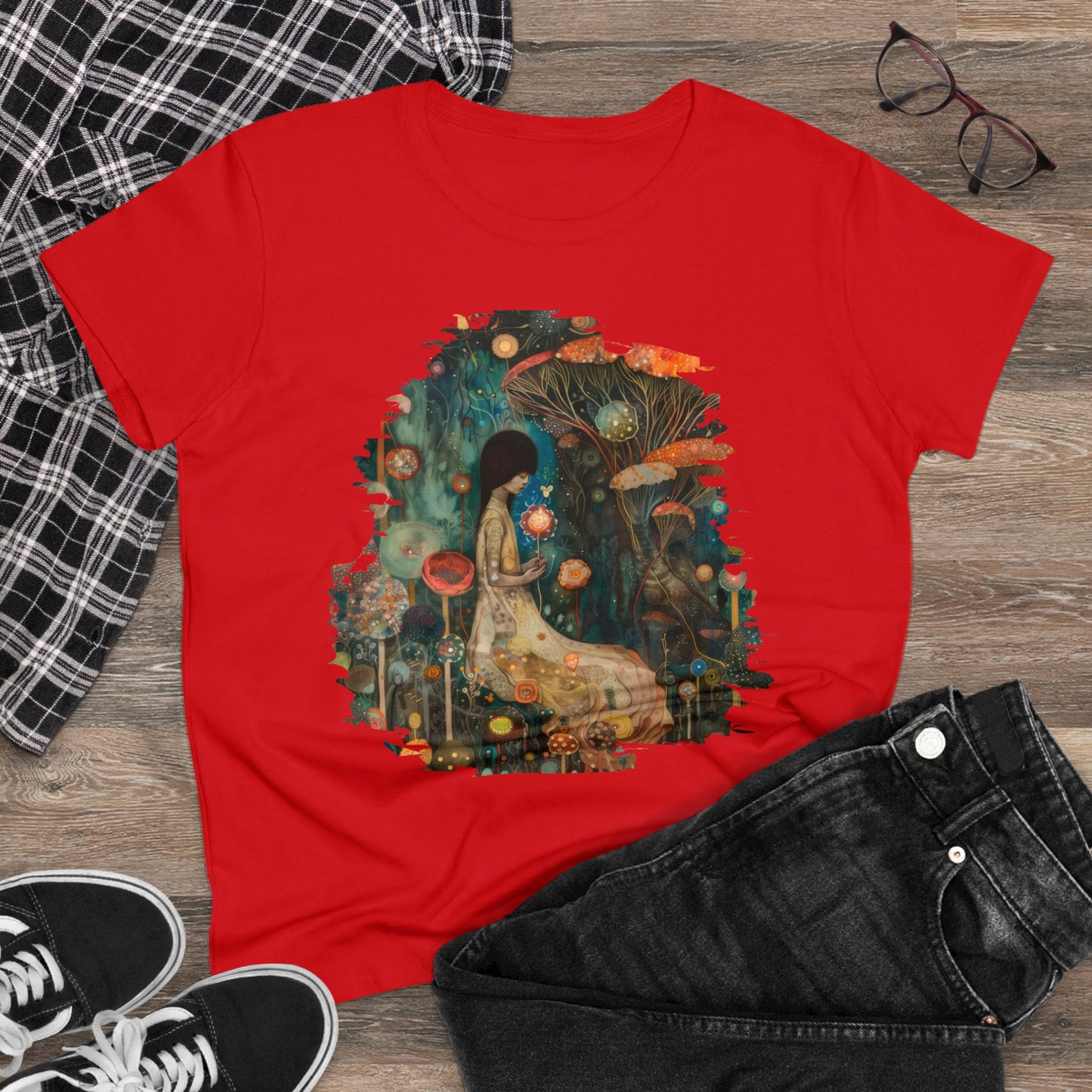 Mushroom Girl - Women's Midweight Cotton Tee