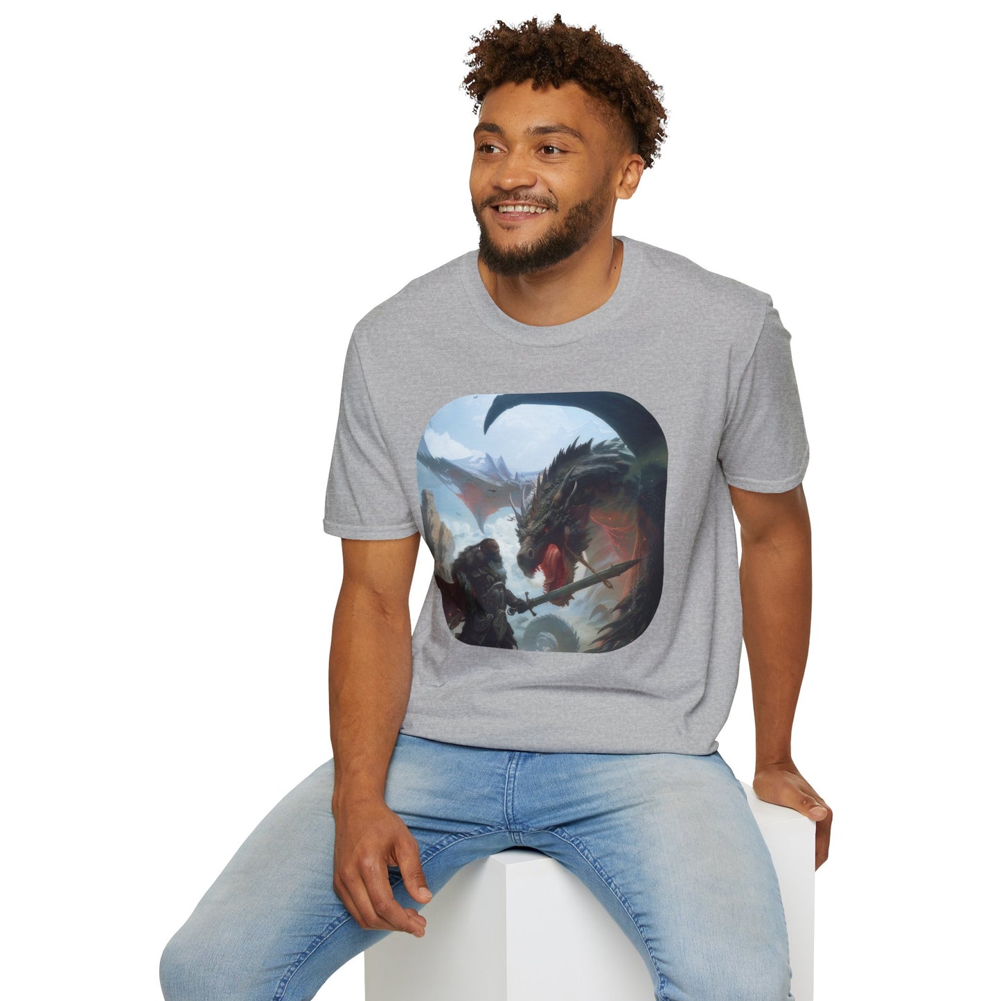 Fighter and Dragon - Unisex Softstyle T-Shirt