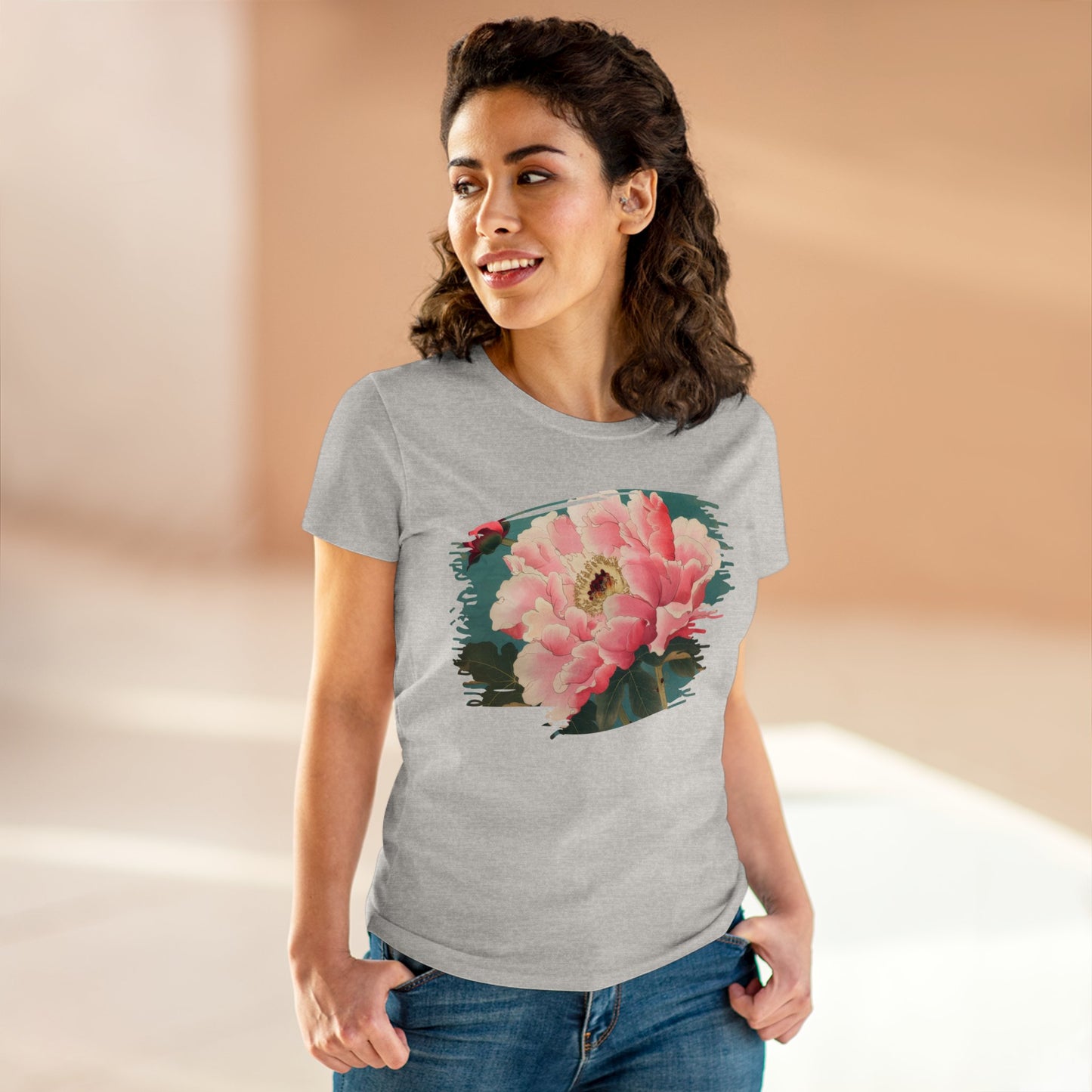 Peony - Flower - Women's Midweight Cotton Tee