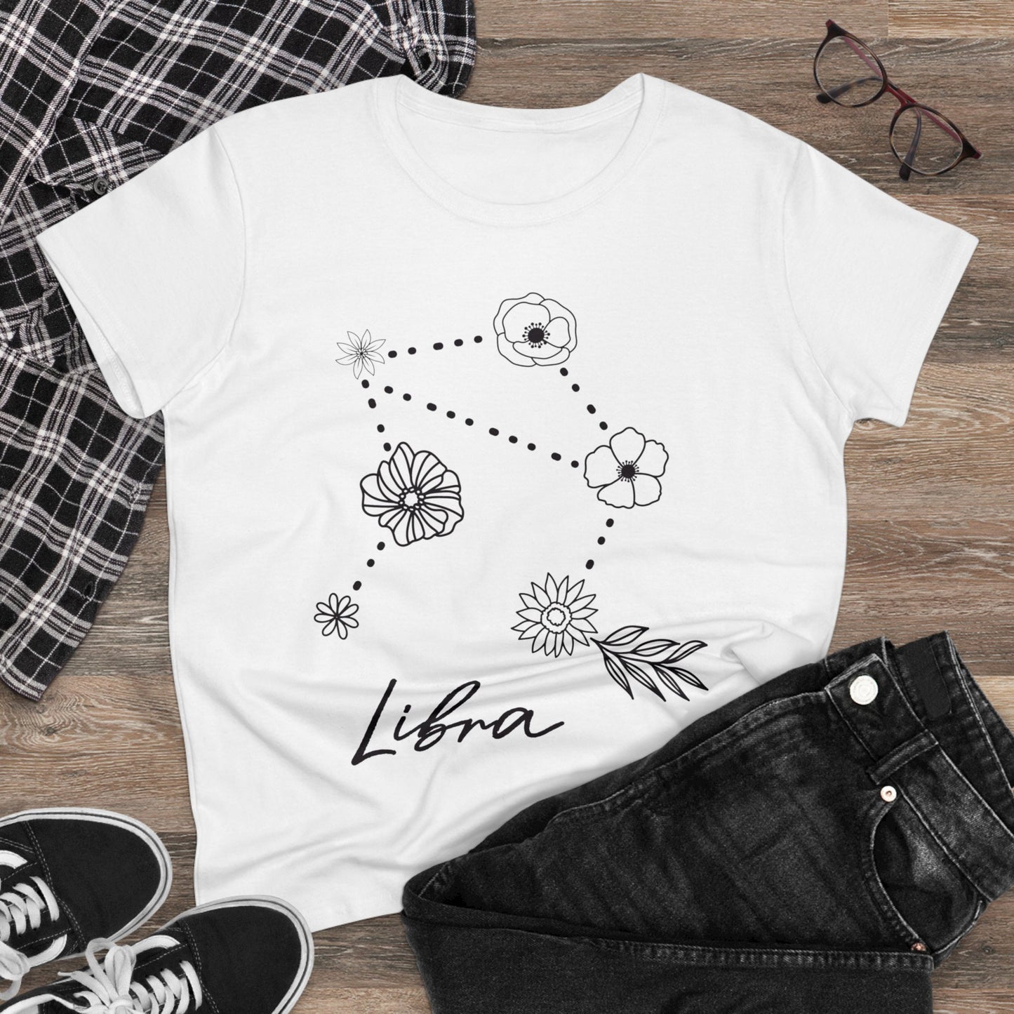 Flower Constellation - Libra - Astrology - Women's Midweight Cotton Tee