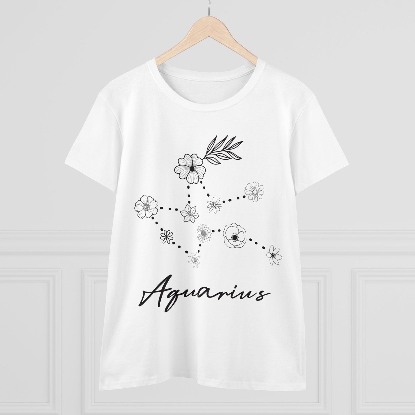 Flower Constellation - Aquarius - Astrology - Women's Midweight Cotton Tee