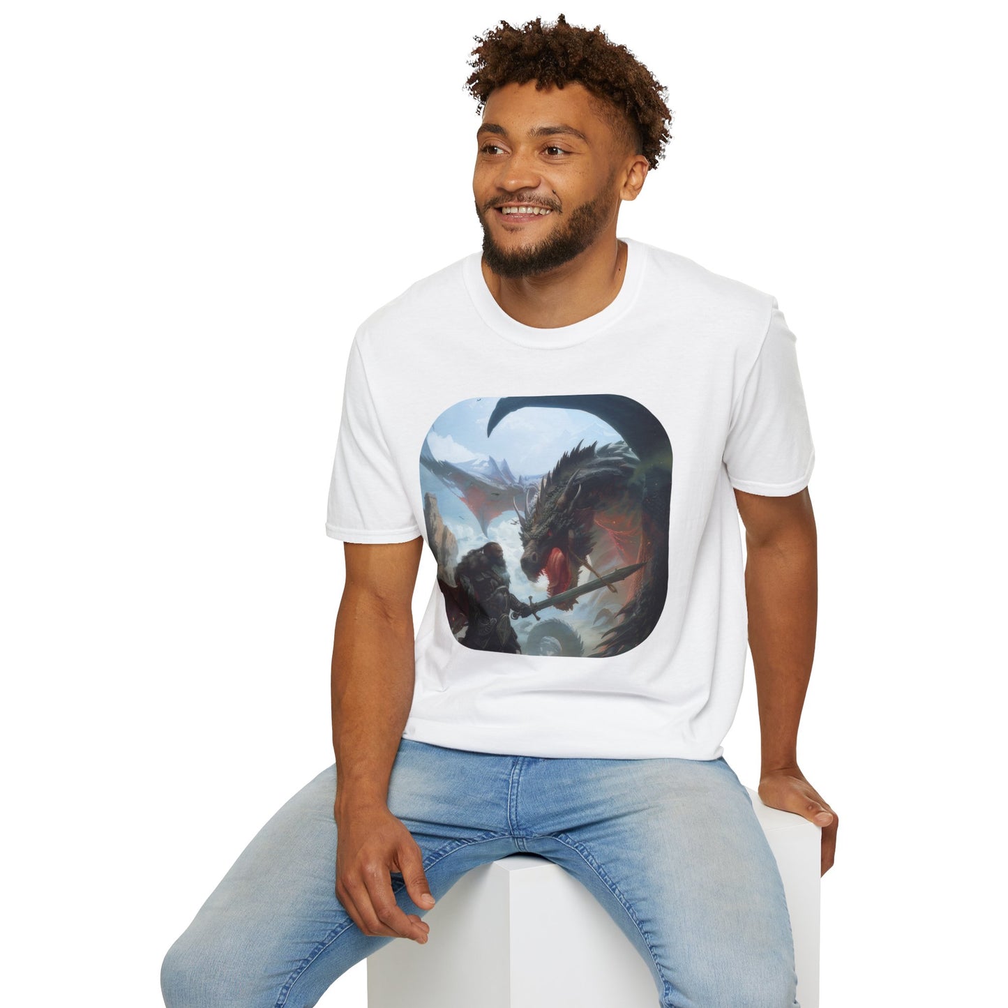 Fighter and Dragon - Unisex Softstyle T-Shirt