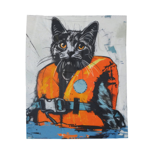 Rescue Cat - Velveteen Plush Blanket