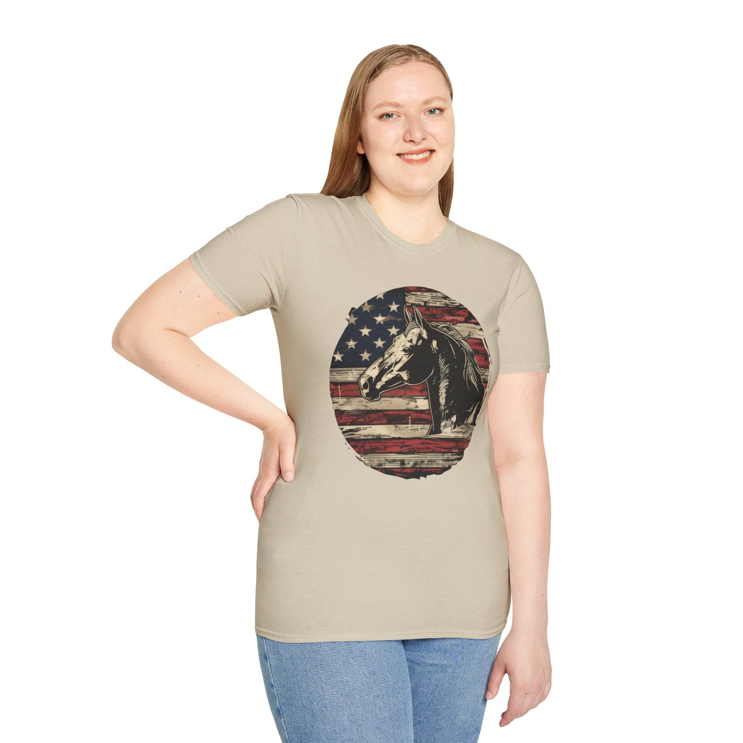 Horse and Flag - Unisex Softstyle T-Shirt