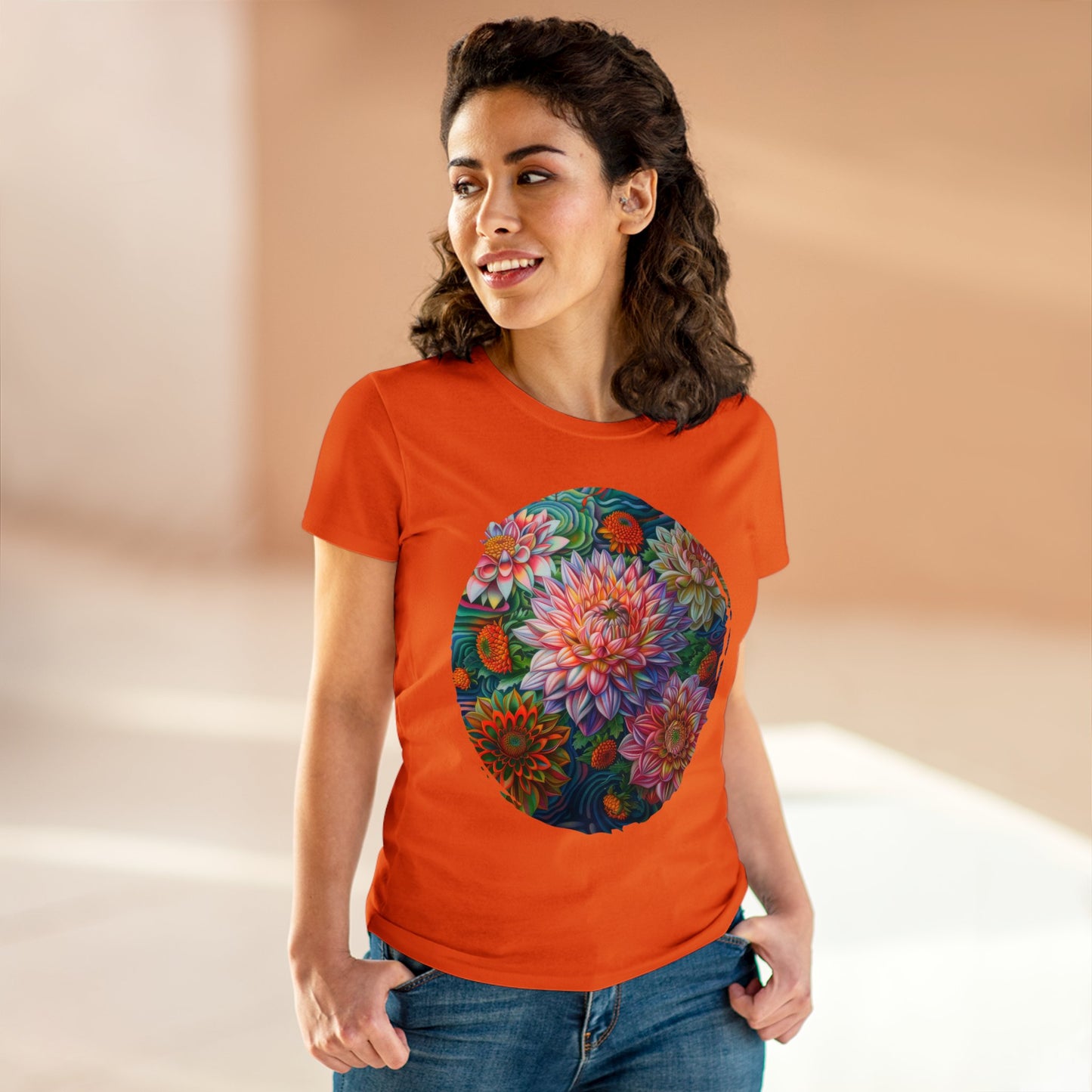 Pastel Flowers - Women's Midweight Cotton Tee