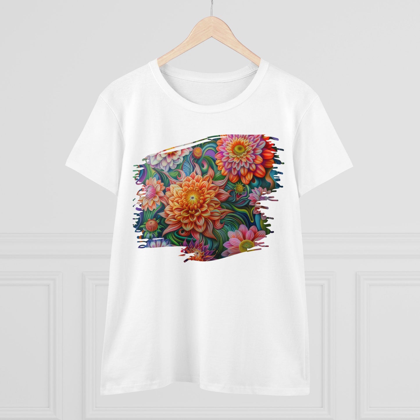 Pastel Flowers - Women's Midweight Cotton Tee