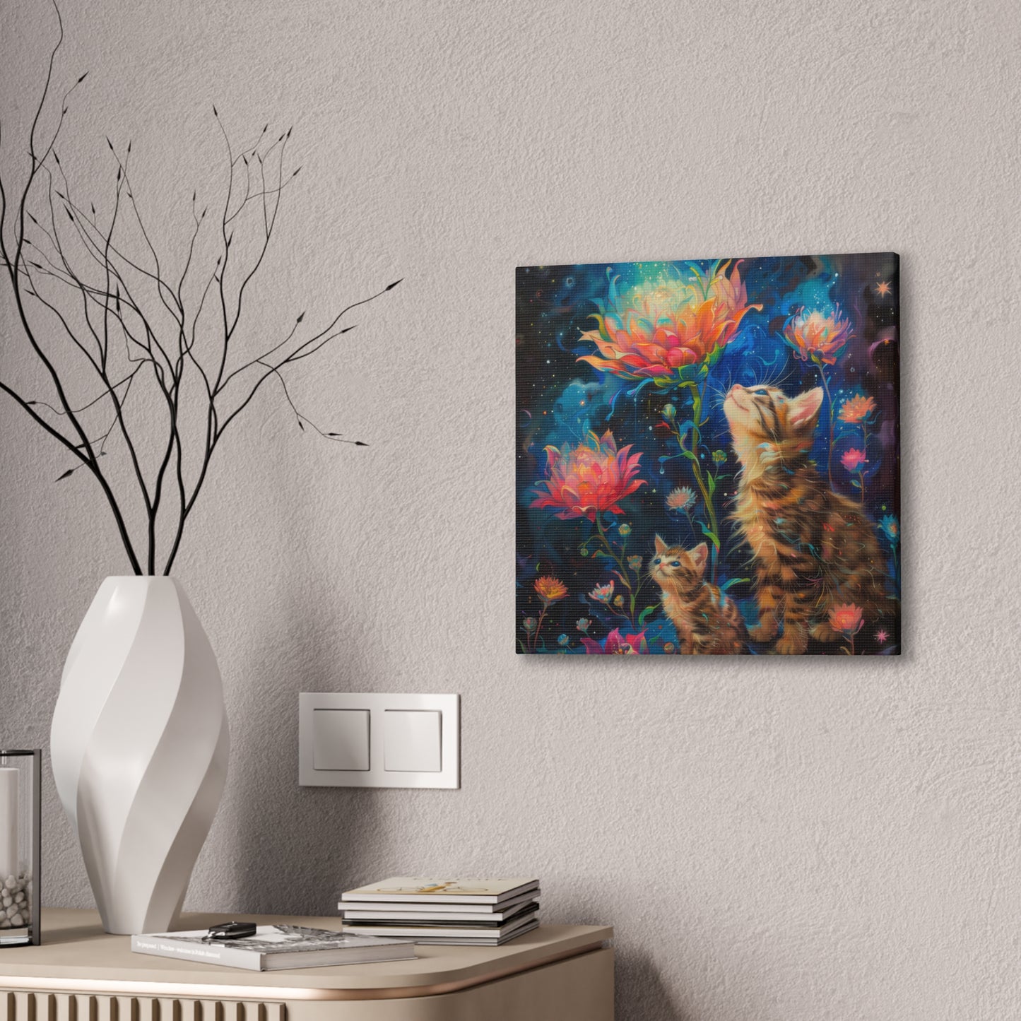 Cats and Flowers - Canvas Stretched, 0.75"