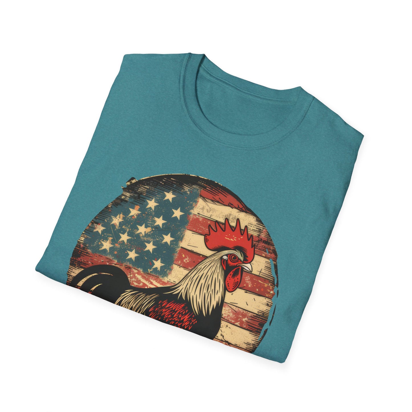 Rooster and Flag - Unisex Softstyle T-Shirt