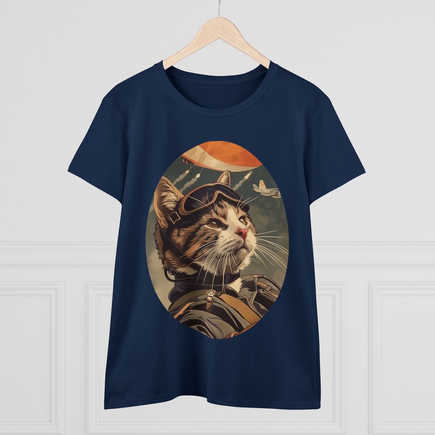 Kitty Fighter Pilot - Women's Midweight Cotton Tee