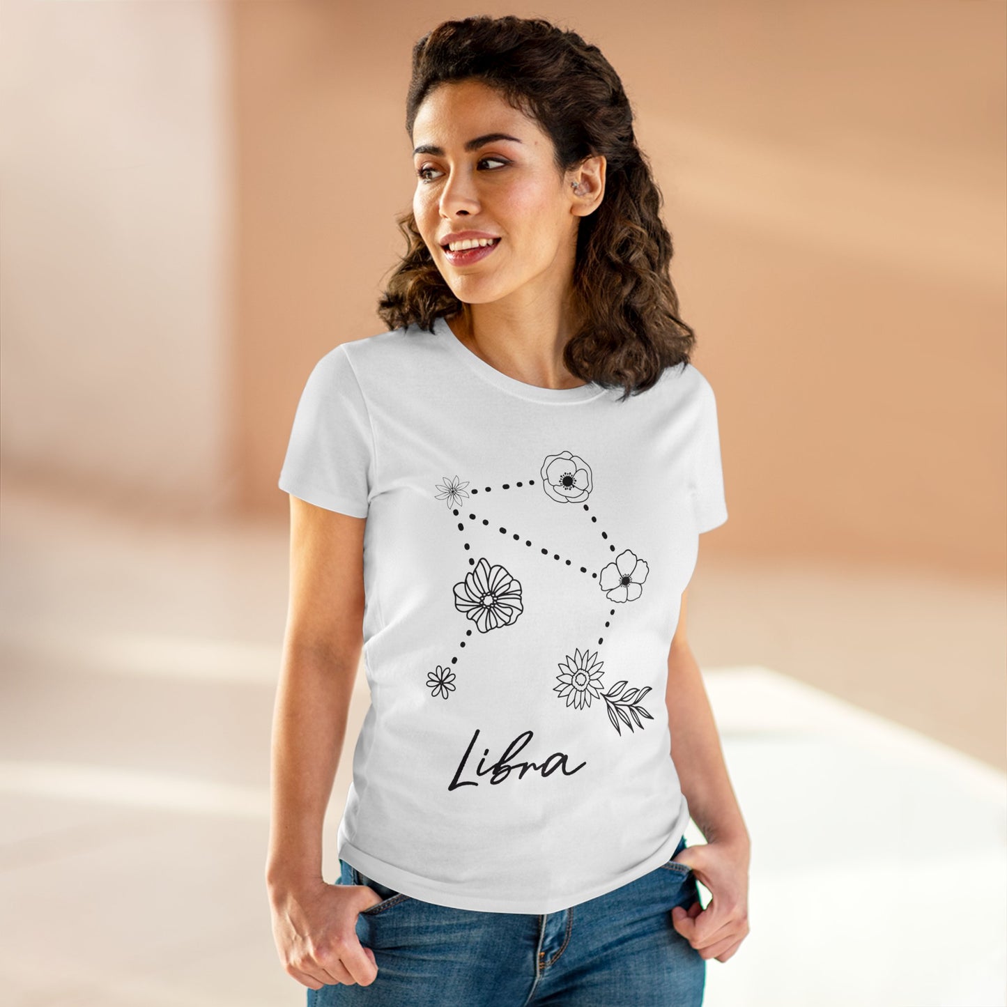 Flower Constellation - Libra - Astrology - Women's Midweight Cotton Tee