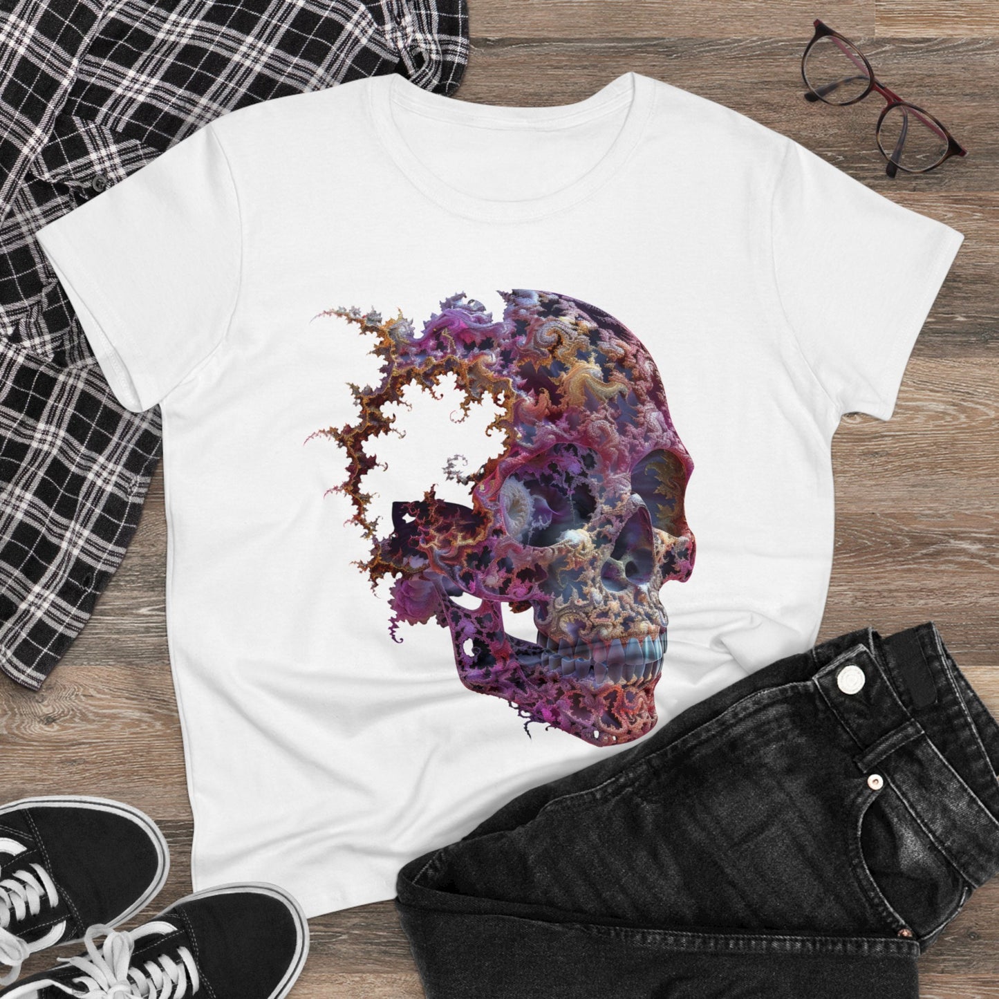 Fractal Skull - Women's Midweight Cotton Tee