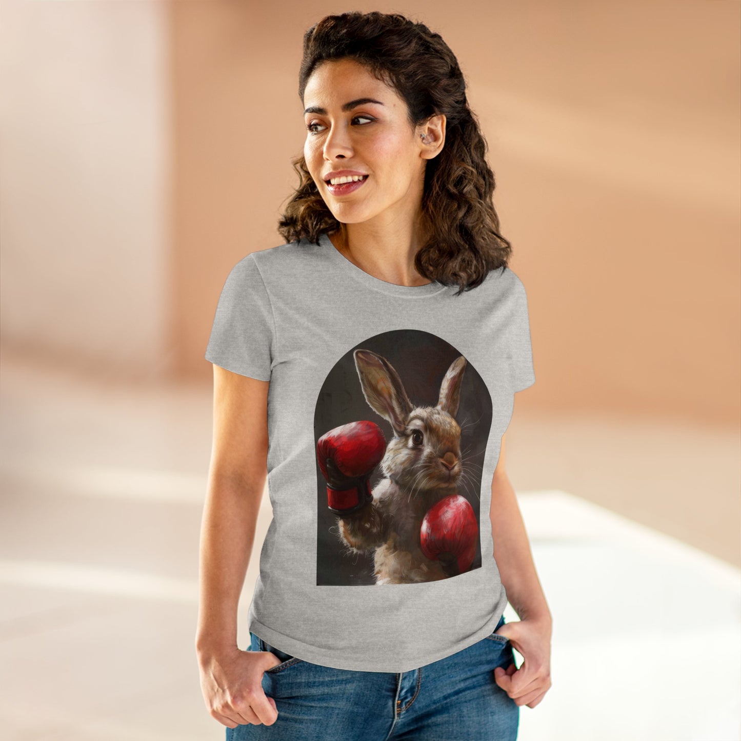 Boxing Rabbit - Women's Midweight Cotton Tee