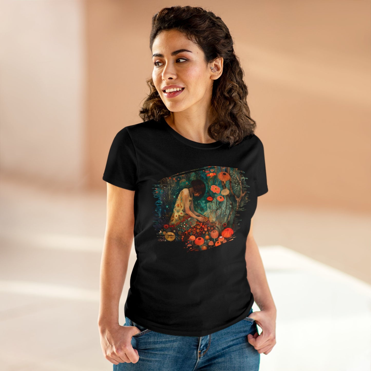 Mushroom Girl - Women's Midweight Cotton Tee