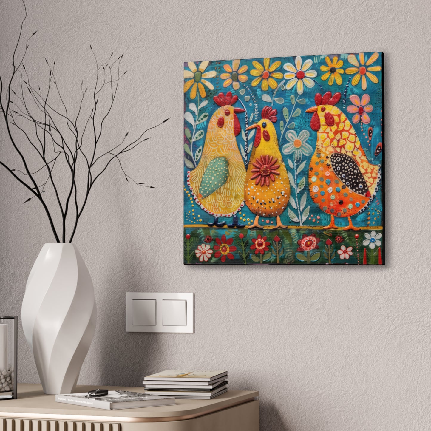 Chickens - Canvas Stretched, 0.75" - Canvas Stretched, 0.75"