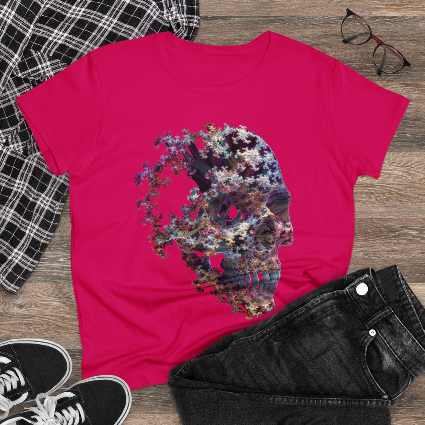 Fractal Skull - Women's Midweight Cotton Tee