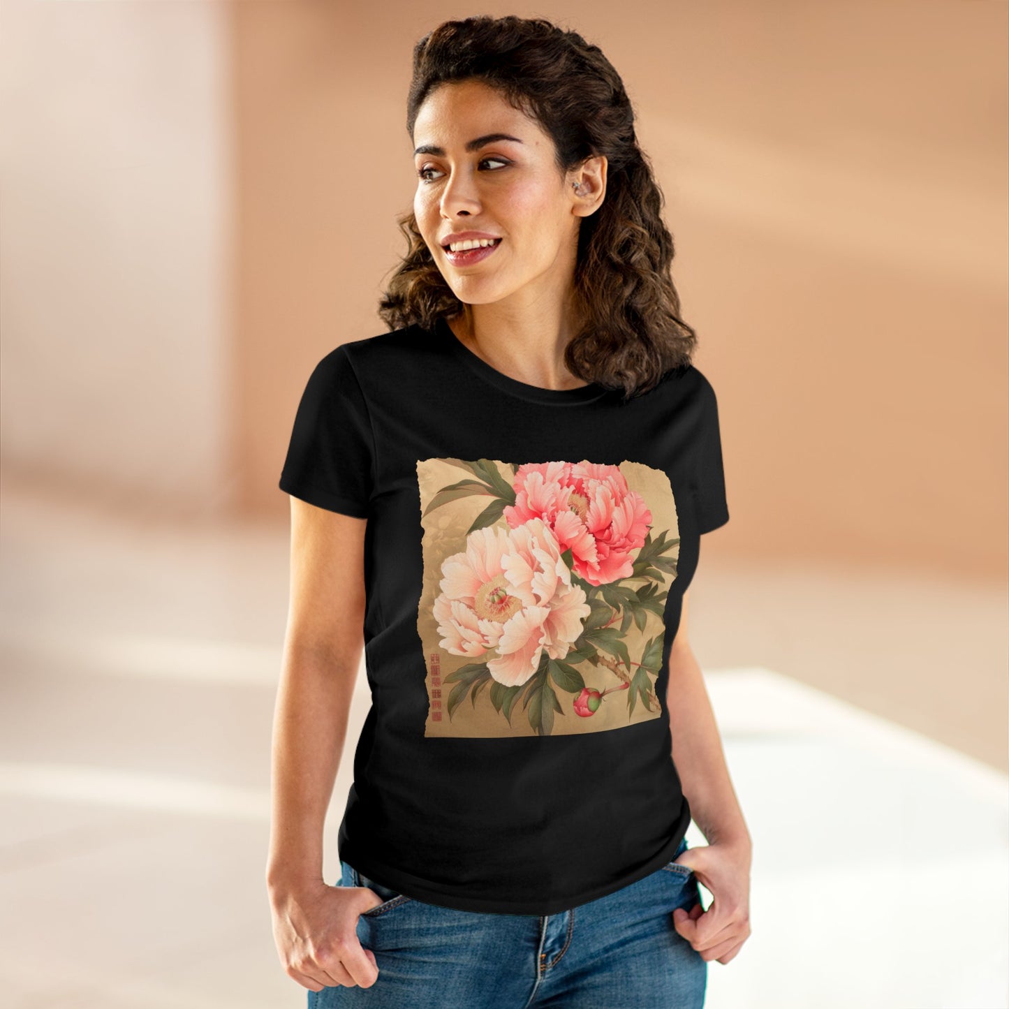 Peony - Flower - Women's Midweight Cotton Tee