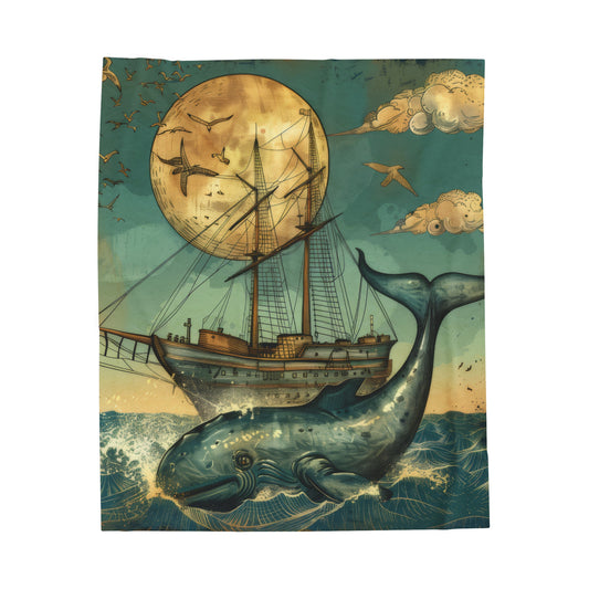 Whaling Ship - Velveteen Plush Blanket