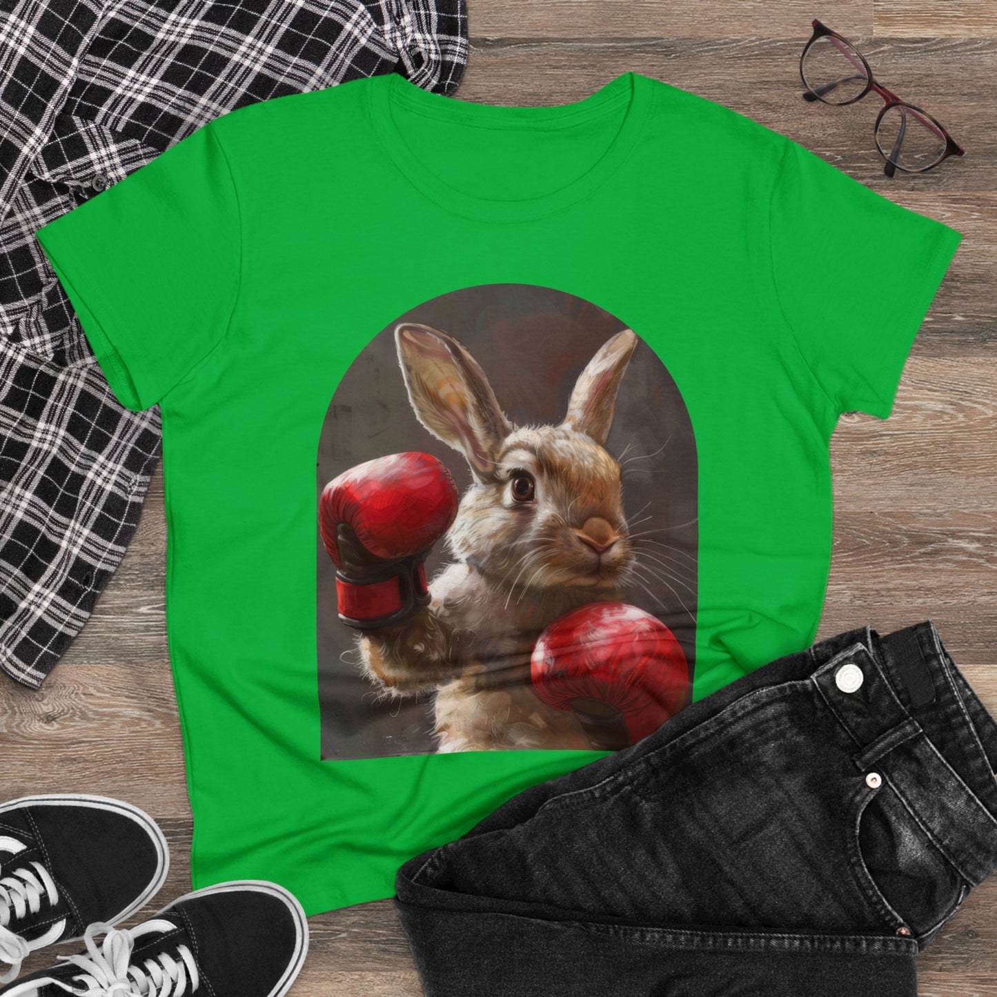 Boxing Rabbit - Women's Midweight Cotton Tee