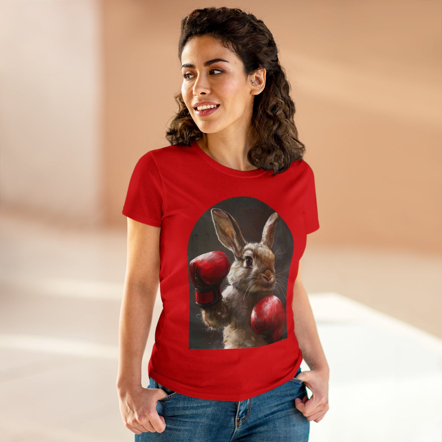 Boxing Rabbit - Women's Midweight Cotton Tee